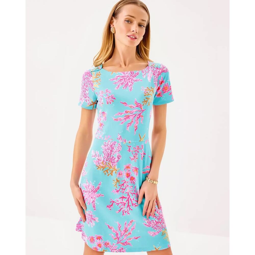 Lily Pultizer Bray UPF 50+ Shirt Dress Royal Coral Size XS